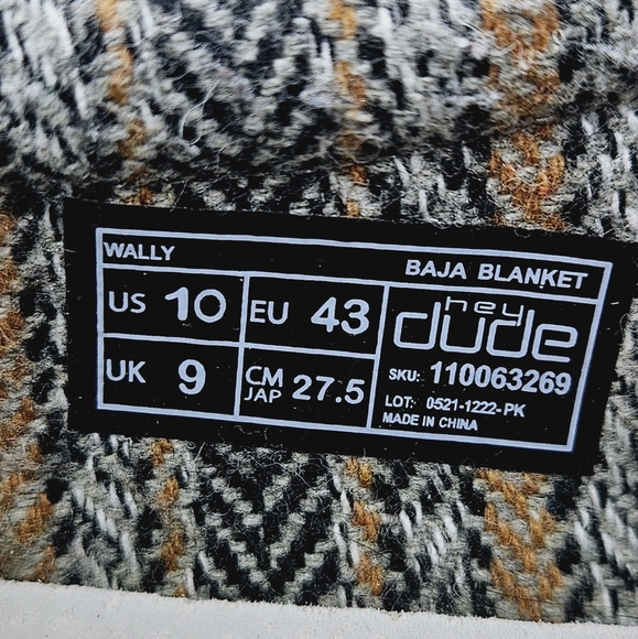 Hey Dude Wally Baja Blanket Slip-On Shoe in Gray Size 10 - Picture 14 of 15